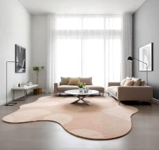 Handcrafted Beige Organic Shape Contemporary Area Rug
